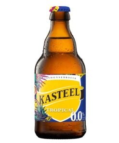 Kasteel Tropical 0,0, bière belge aux fruits sans alcool, à la mangue, au fruit de la passion, à la pêche et à l'ananas.